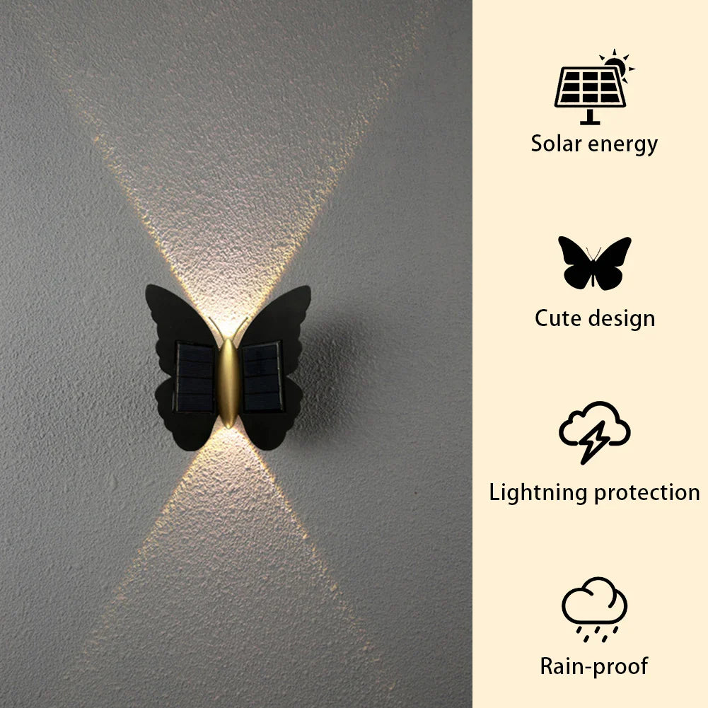 Solarys | Solar Wandleuchte | Schmetterlingsdesign | Mit Bewegungssensor