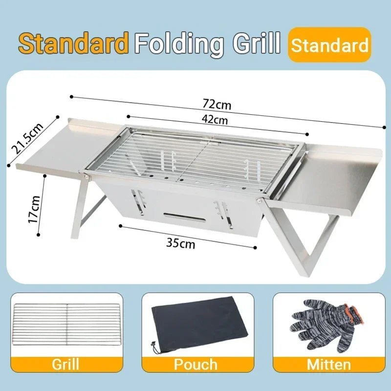 FlameTrail | Tragbarer Edelstahl-Holzkohlegrill | Klappbar, robust & platzsparend | Outdoor & BBQ