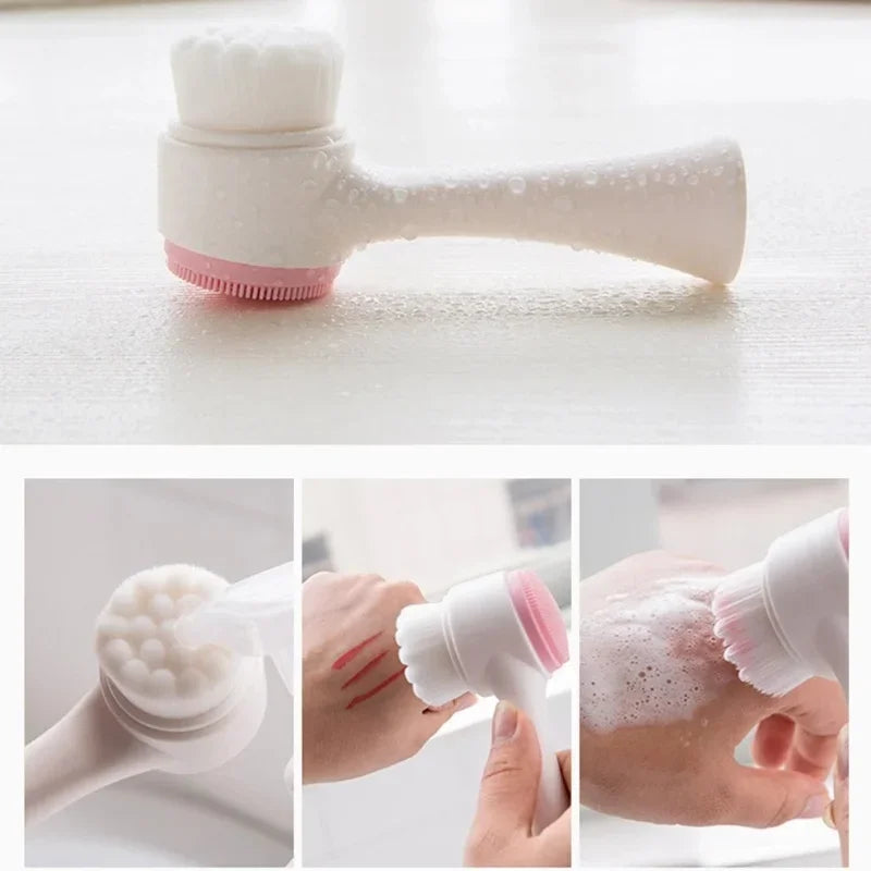 Skinora GlowBrush | 3D Gesichtsreiniger & Peeling-Tool | Doppelseitiges Silikondesign & Massageeffekt | Für Strahlend Reine Haut