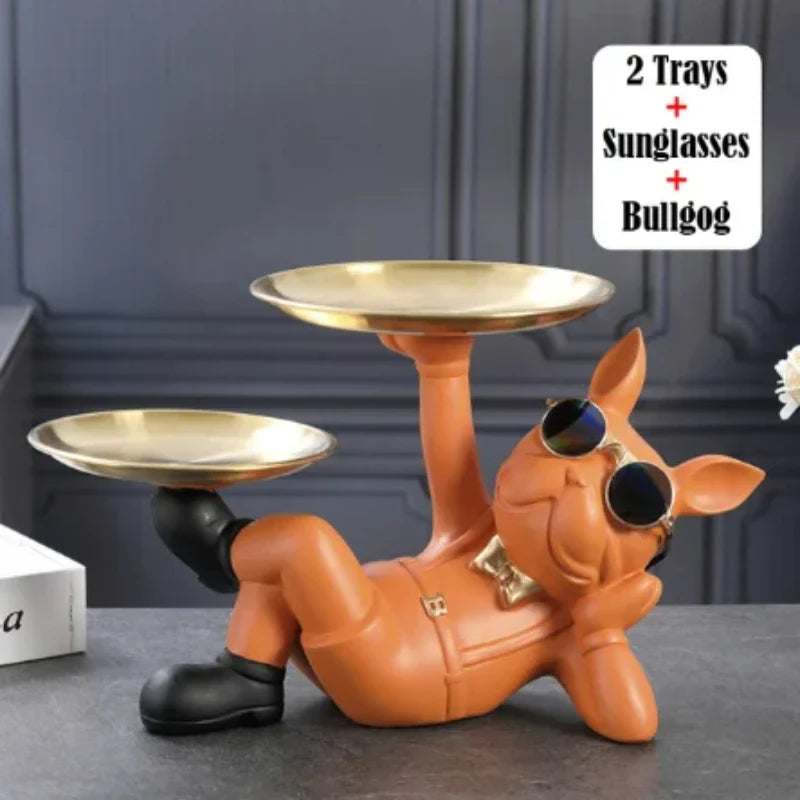 Bulvario DekoDog | Bulldoggen Figur Modern | Kunstharz Dekoobjekt | Ablageschale & Hingucker | Für Zuhause & Büro