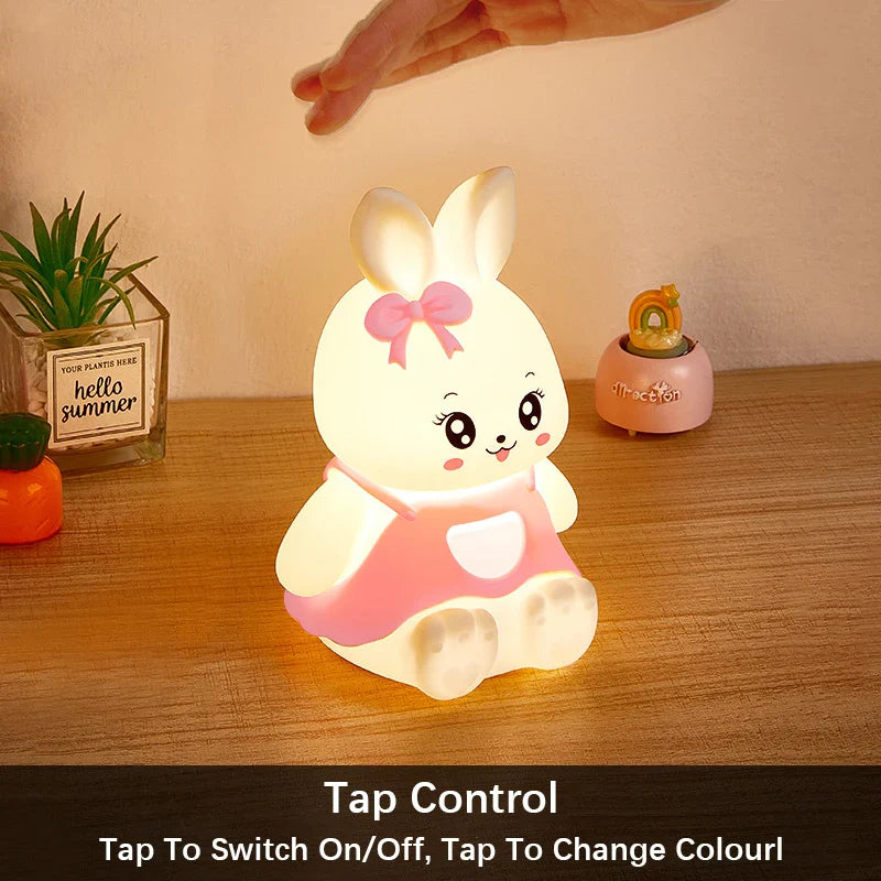 BunnyGlow | Kinder Nachtlicht | 5 Farben LED | Tragbar & Silikon | Perfekt für Babyzimmer & Camping