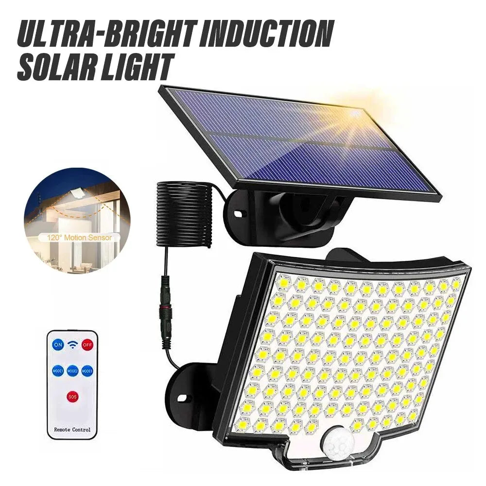 SolarNova Light | Solarbetriebene Außenleuchte | Bewegungssensor & Wetterfest | 106 LEDs