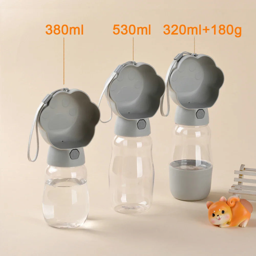 PetEase | 2-in-1 Flasche | Auslaufsicher, Hygienisch, Tragbar | Für Hunde & Katzen unterwegs