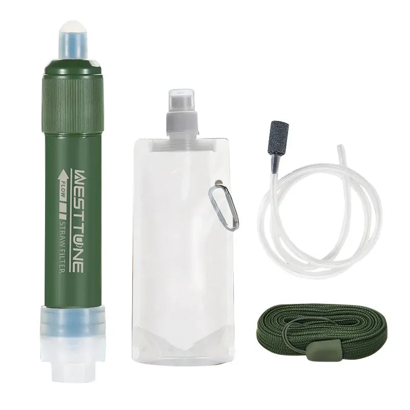 PUREFLUX Outdoor-Trinkhalm-Set | 3-Stufen Filtration | Kompakt & Leicht | Bis zu 4000L Kapazität