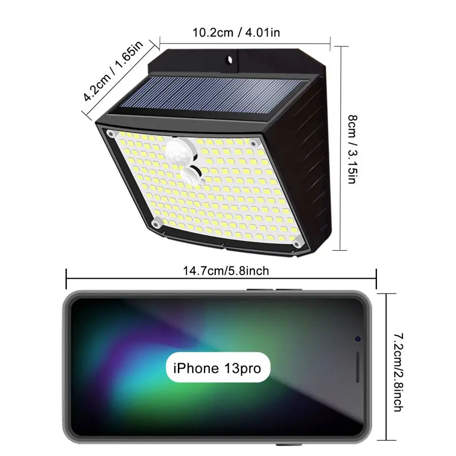 LumaLight Solar Wandleuchte | Mit Bewegungssensor | 158 LEDs | 180° Abstrahlung