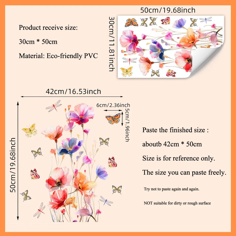 Velmora BlossomWings | Wandsticker Set | Rückstandsfrei & Romantisch | Aquarell-Optik