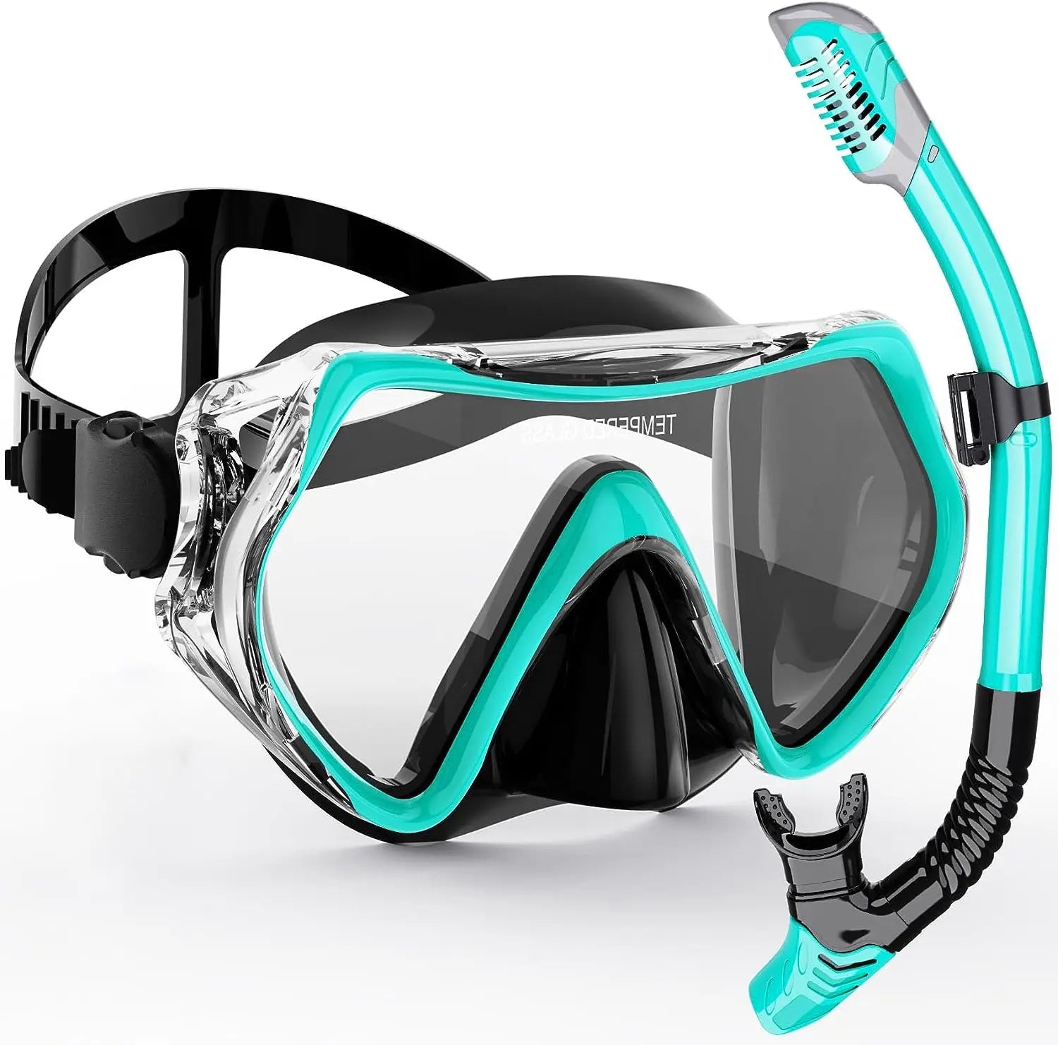 TitanVision Schnorchel-Set | 180° Panoramablick | Trockenschnorchel-Technologie | Komfortable Silikonmaske