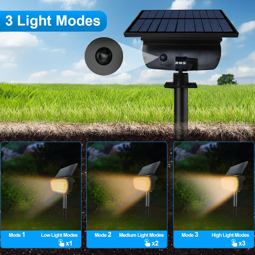 Solantra Solarstrahler | 136 LEDs mit 3 Lichtmodi | IP65 Wetterfest & Solarbetrieben | Für Garten, Einfahrt & Wand