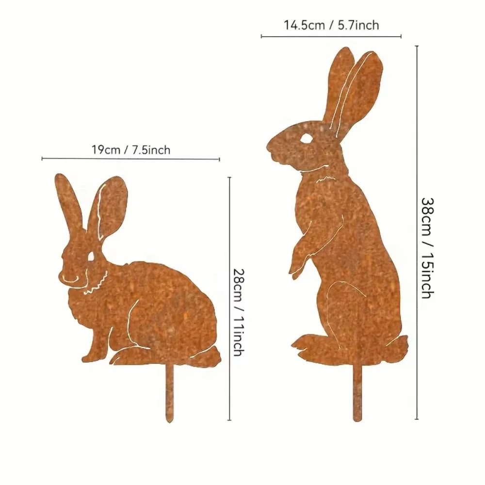 RustyHare | Hasen-Gartenstecker | Rost-Finish | Wetterfest & Dekorativ