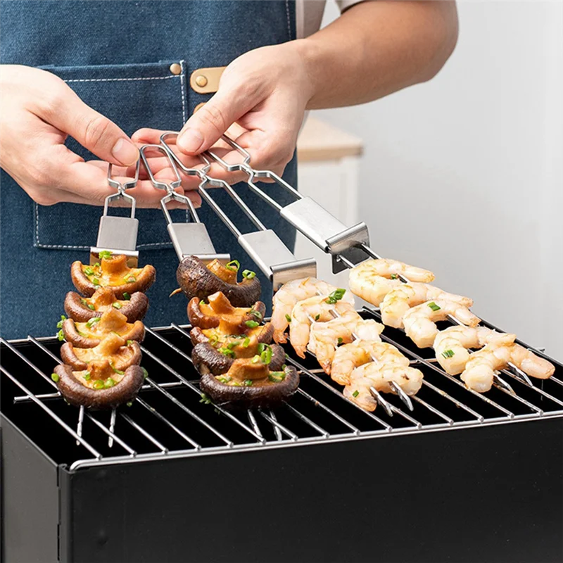 GrillCraft ProSkewers | Edelstahlspieße | Doppelzinken & Schieberegler | Für BBQ & Grillen