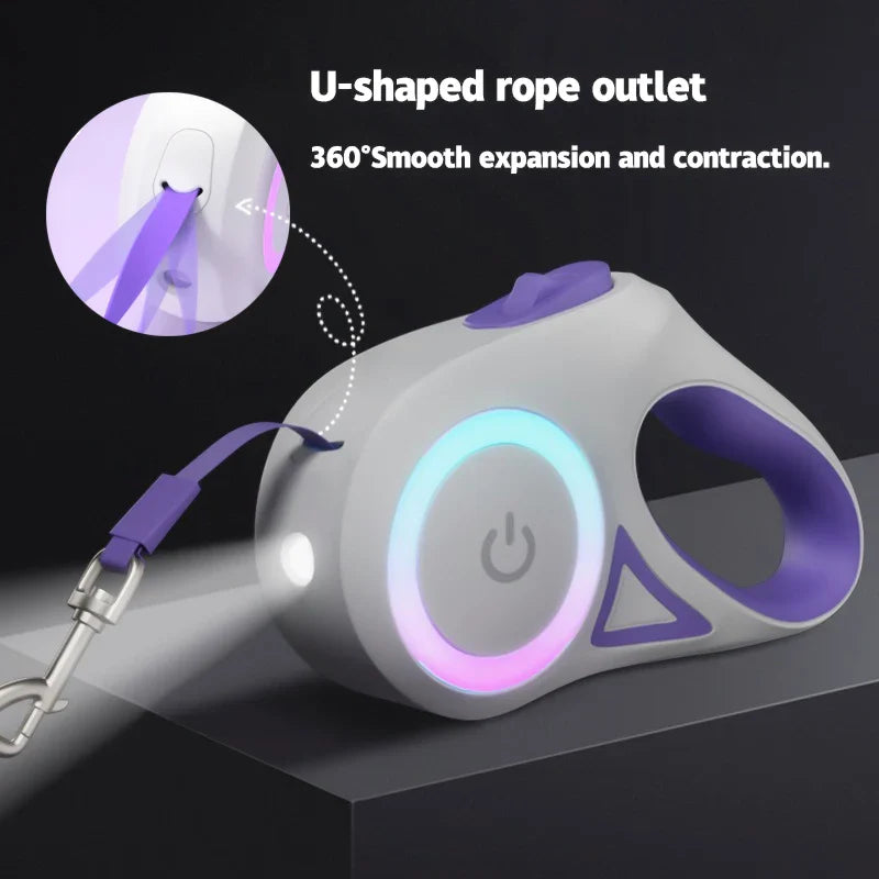 GlowPaw FlexiLeash | LED Rollleine für Hunde & Katzen | Ergonomisch & Sicher bei Nacht | Für Spaziergänge bei Dunkelheit | Ausziehbar & Mit Einhandbremse