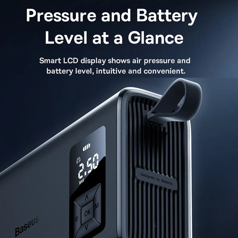 Pressonix Akku-Kompressor | 250W Dual-Zylinder | Automatik-Stopp & LCD | Für Auto, Fahrrad & mehr