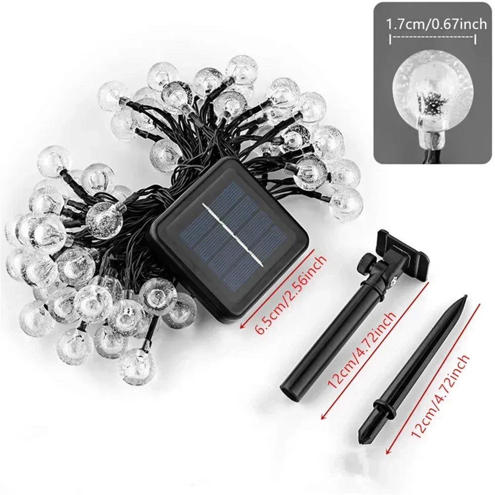 LumaGlow Solar Lichterkette | Kristallkugeln mit 8 Modi | Für Garten & Terrasse