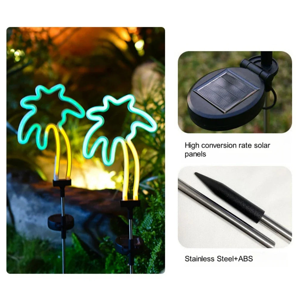 NeonBlitz | Solar Gartenleuchten | Cactus & Flamingo Design | Wetterfest & Automatisch