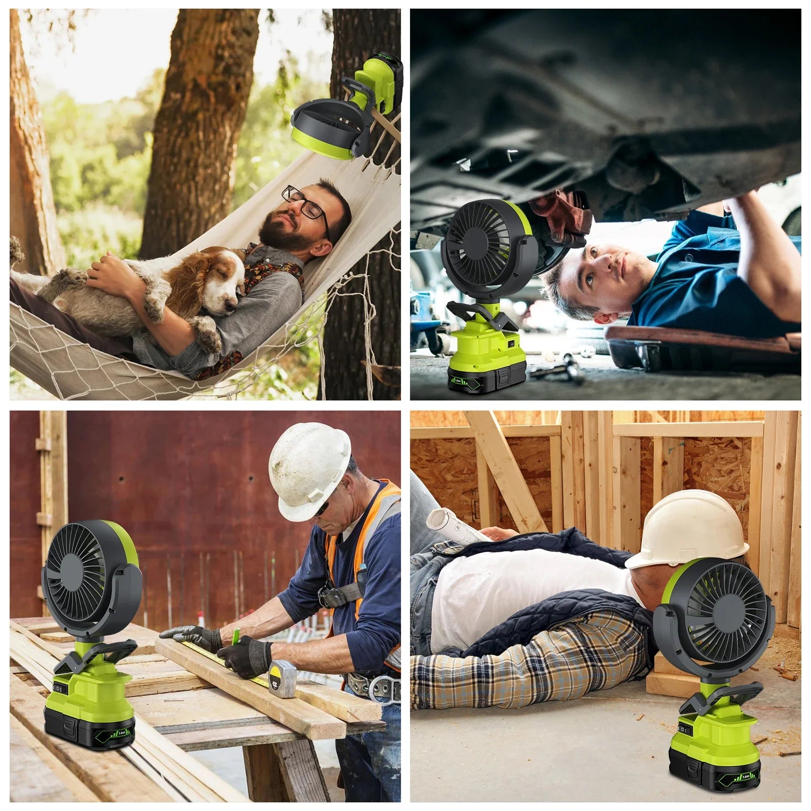 AeroFlex Akku & Netzventilator | 2-in-1 Energiequelle | Für Baustelle, Garten, Camping & Zuhause | Kompakt & leise