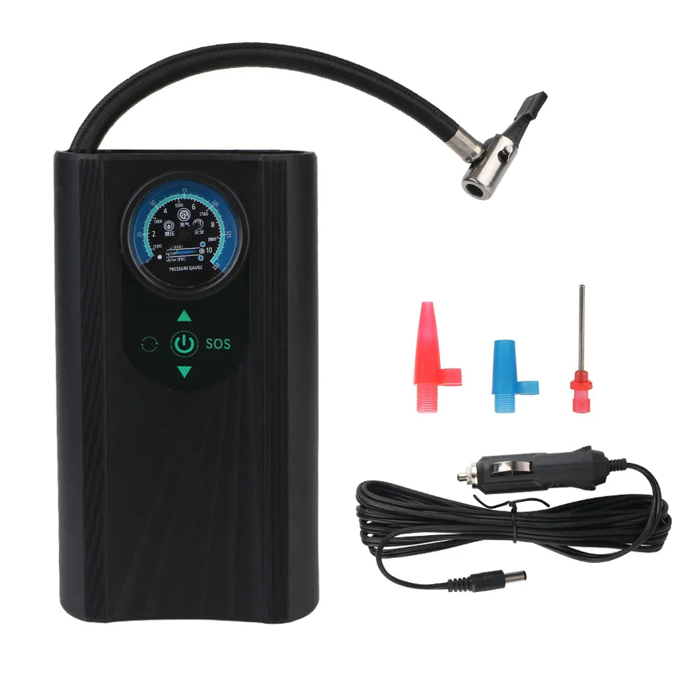 QuickPump Pro | Tragbarer Handkompressor | Automatische Abschaltung & Metallzylinder