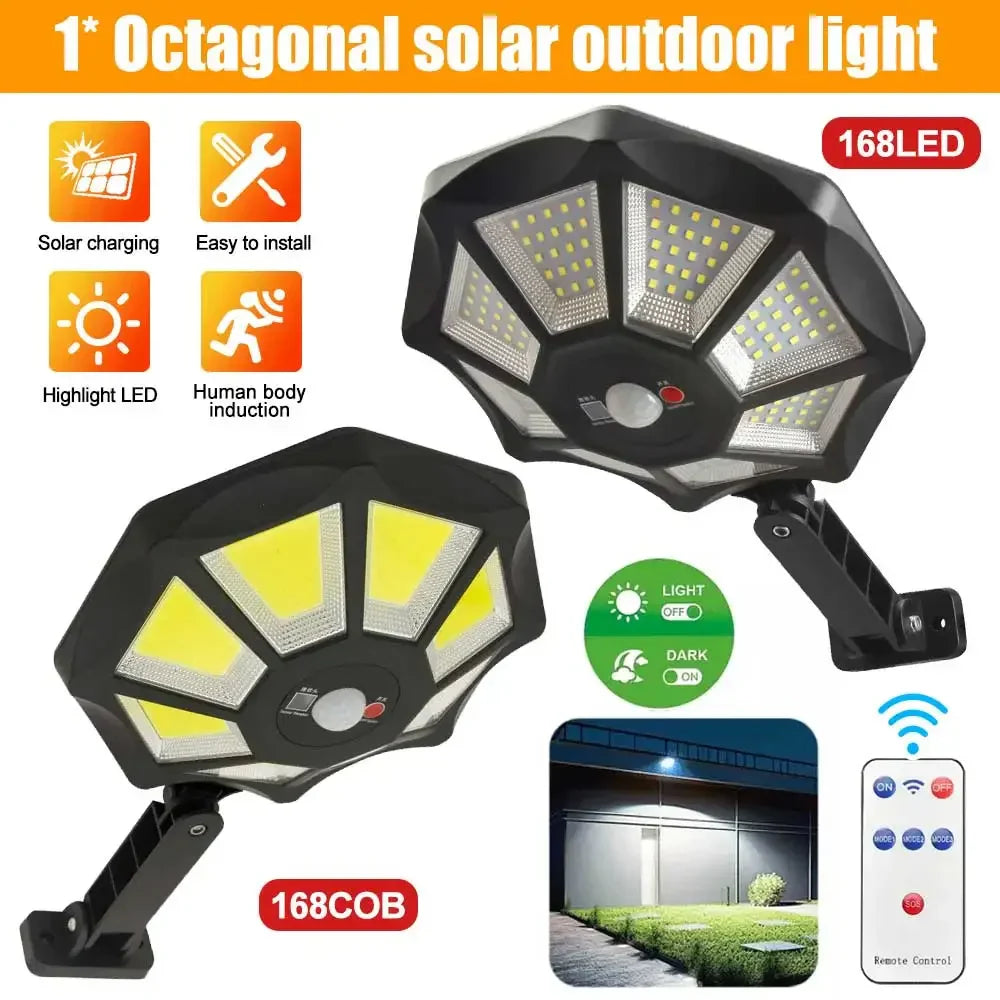 Lumiaro OctaBeam | 360° Solarlampe | 168 LEDs & Bewegungssensor | Mit Fernbedienung
