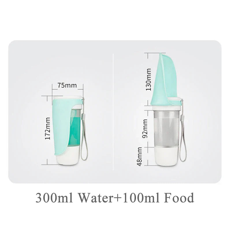 HydroPetGo | 2-in-1 Hunde-Wasserflasche mit Snackfach | Auslaufsicher, BPA-frei & Tragbar | Für Spaziergänge, Wanderungen & Reisen