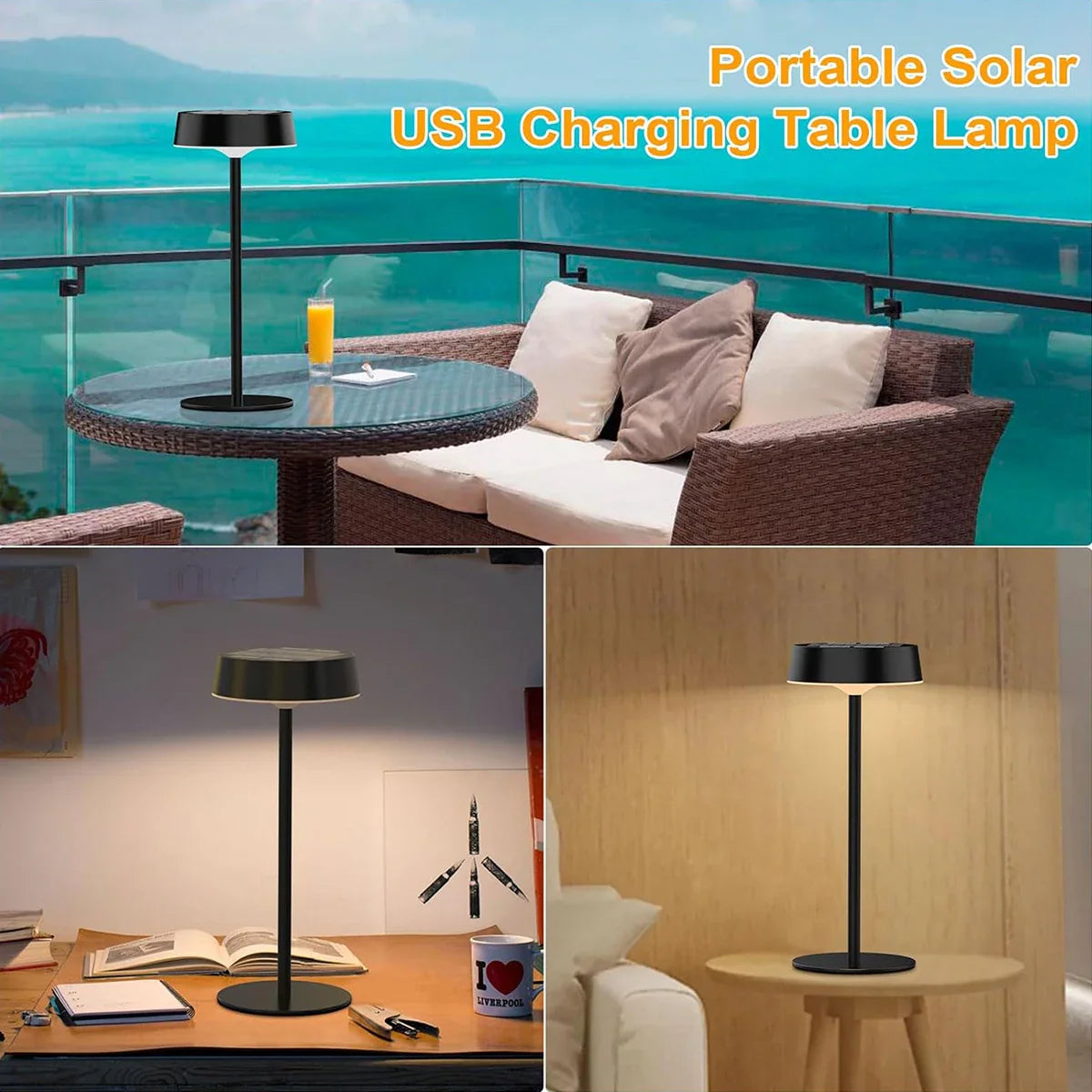 LumaSolar | Solar Tischlampe | 3 Lichtfarben & Dimmbar | Wetterfest und Kabellos
