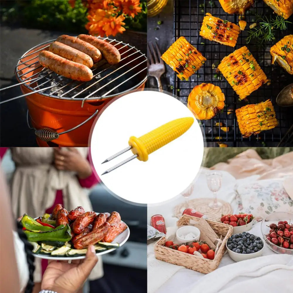 PiccoloGrill | Edelstahl Maisgabeln | Hitzebeständig & Sicher | Für Grill & Picknick | Wiederverwendbar & Kompakt
