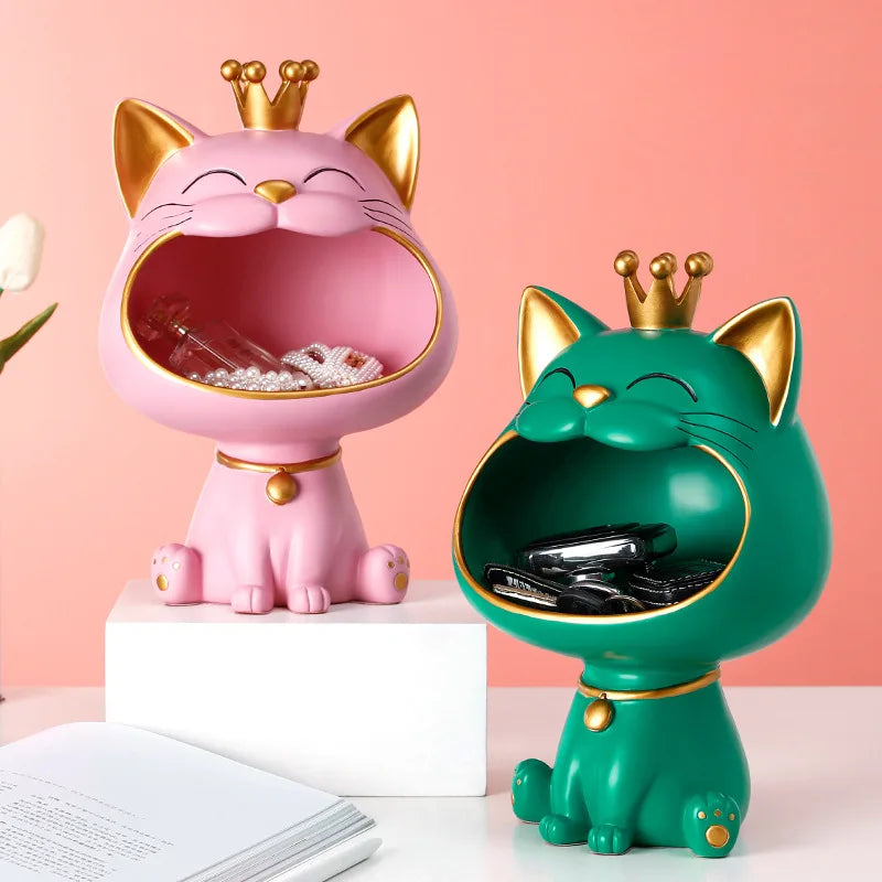 DecoMiau | Katzenfigur mit Aufbewahrung | Robust, dekorativ & vielseitig | Für Wohnzimmer, Büro & Geschenkideen