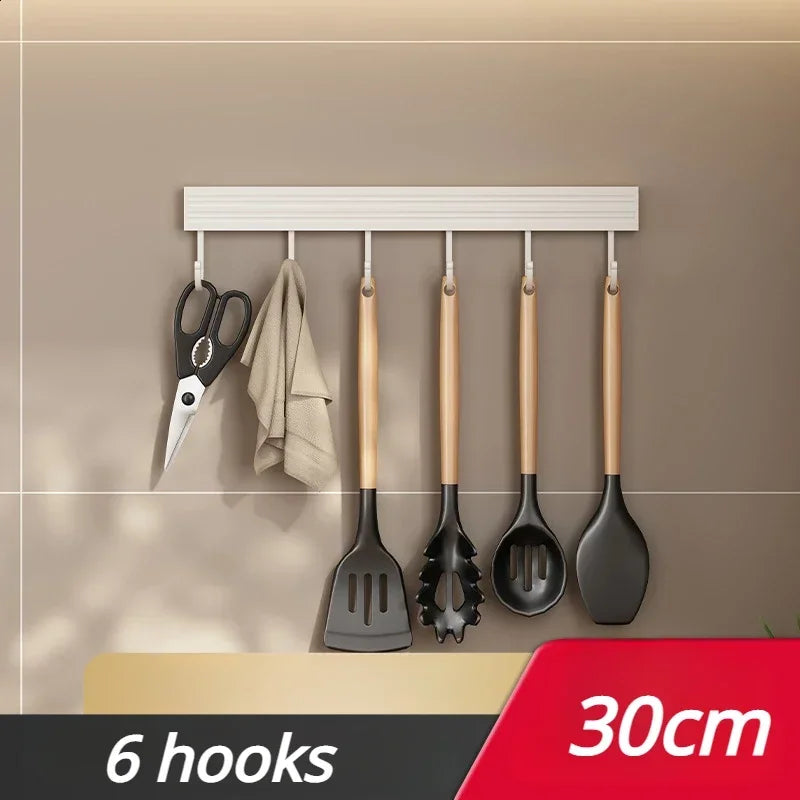 FlexiRack | Wandregal für Küche | Ohne Bohren | Mit Haken & Löffelhalter | 30/40/50 cm