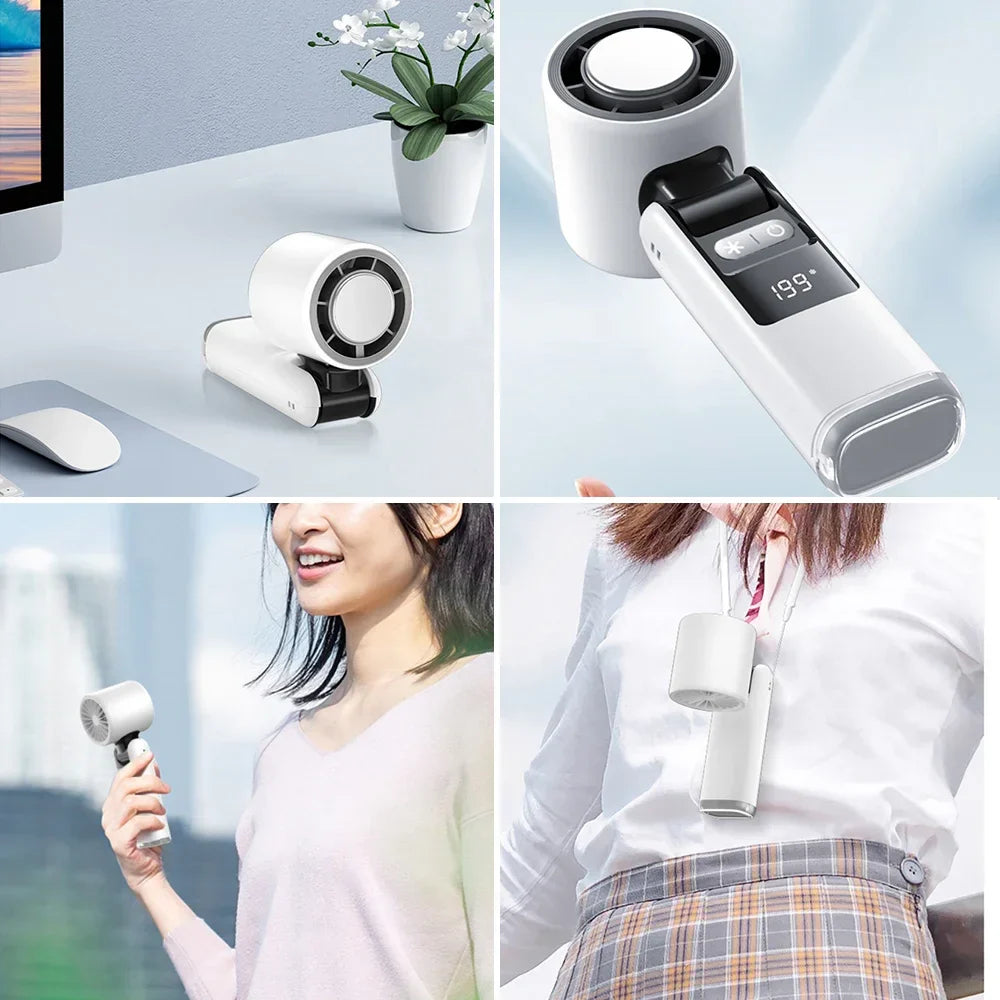 CoolMate Tragbarer Mini-Ventilator | 199 Stufen & Eis-Kühlmodus | Für Büro, Reisen & Zuhause | Leise mit 4000mAh Akku