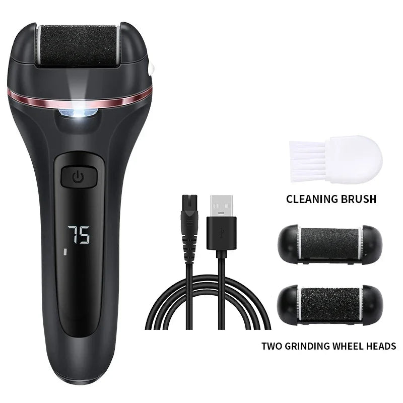 SmoothFeet Pro | Elektrischer Hornhautentferner | Mit 3 Schleifköpfen & LED | Wasserdicht & Wiederaufladbar