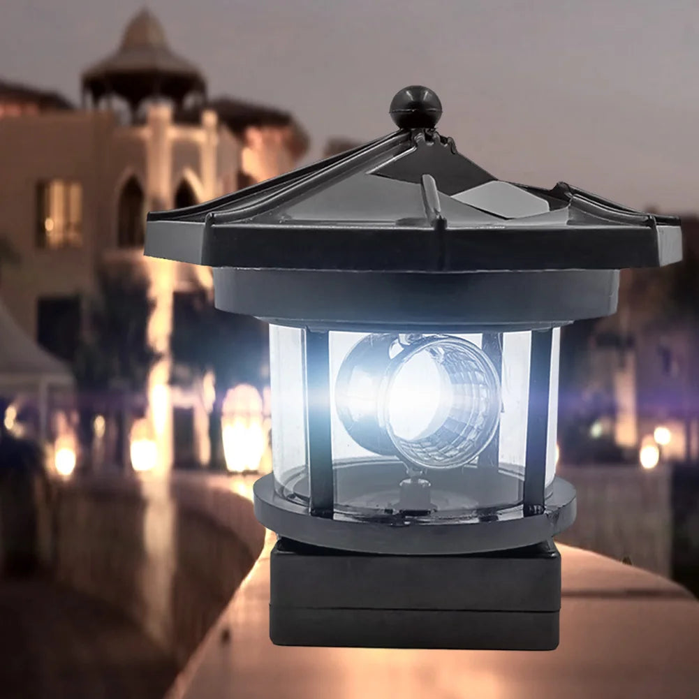 LumaSphere SolarLight | Leuchtturm-Design | Automatisches Drehen & Solarbetrieb | Wetterfest