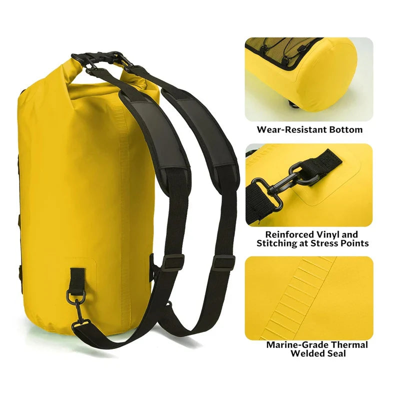 AquaSafe DryBag | Wasserdicht | Rolltop-Verschluss | PVC | 10L-30L