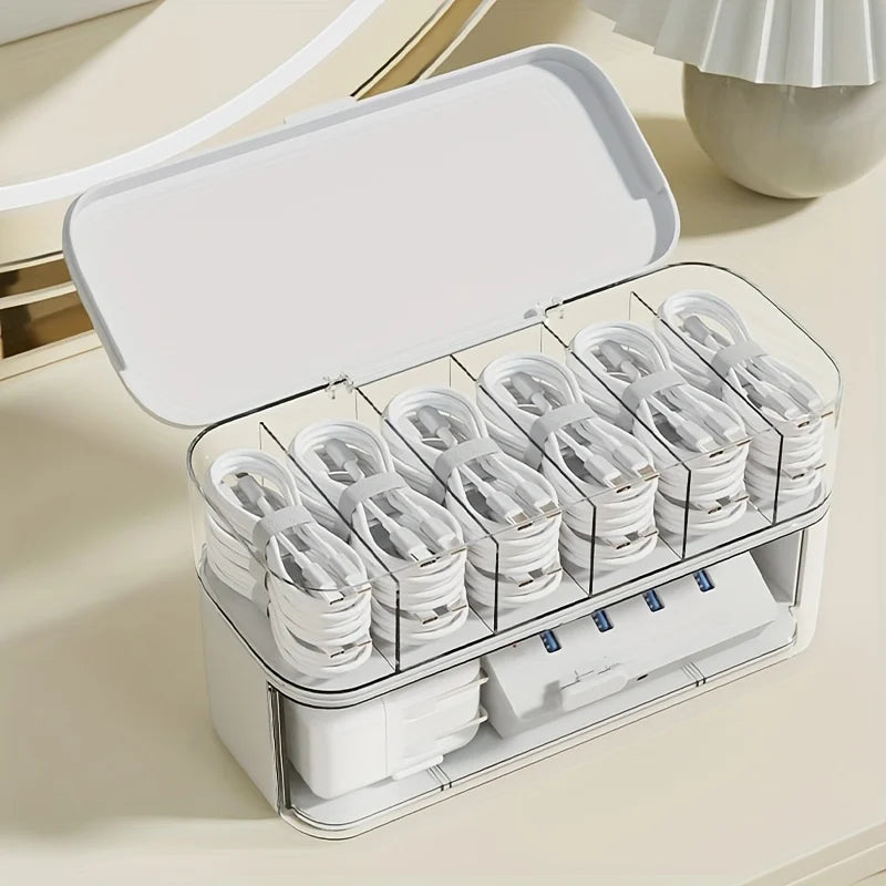 ClearBox Kabel Organizer | Kompakt & Transparent | Für Ladekabel & Zubehör | Ohne Strom