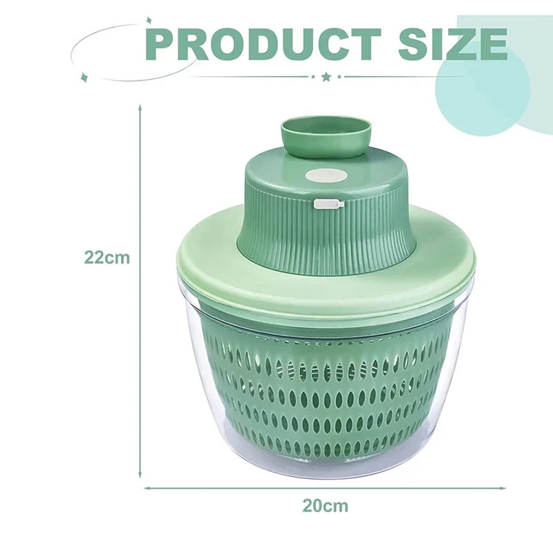Zylentra | Elektrische Salatschleuder | 2-in-1, Kabellos, 4 L Volumen | Für Salat, Gemüse & Küchenroutine