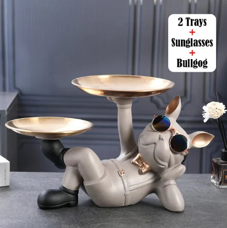 Bulvario DekoDog | Bulldoggen Figur Modern | Kunstharz Dekoobjekt | Ablageschale & Hingucker | Für Zuhause & Büro