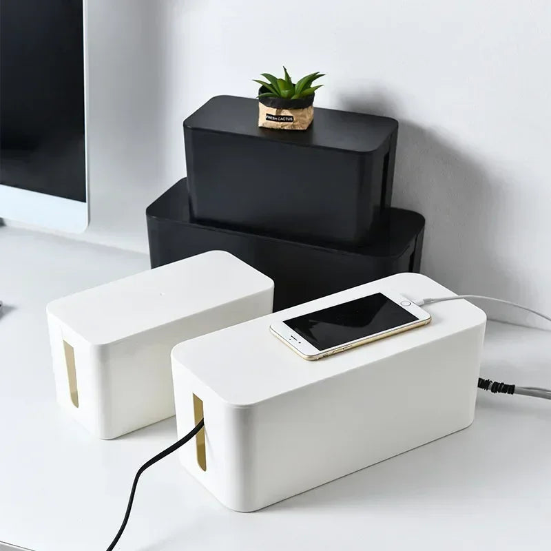 CableGuard | Kabelbox mit Deckel | Staubschutz für Steckdosen & Ladekabel | 32×13×12 cm