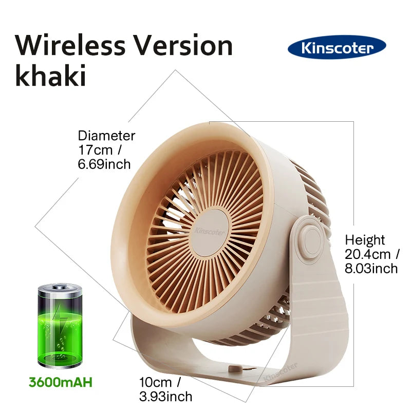 Brisano Mini Ventilator | 3600 mAh Akku | 4 Stufen & USB | Kompakt & BPA-frei
