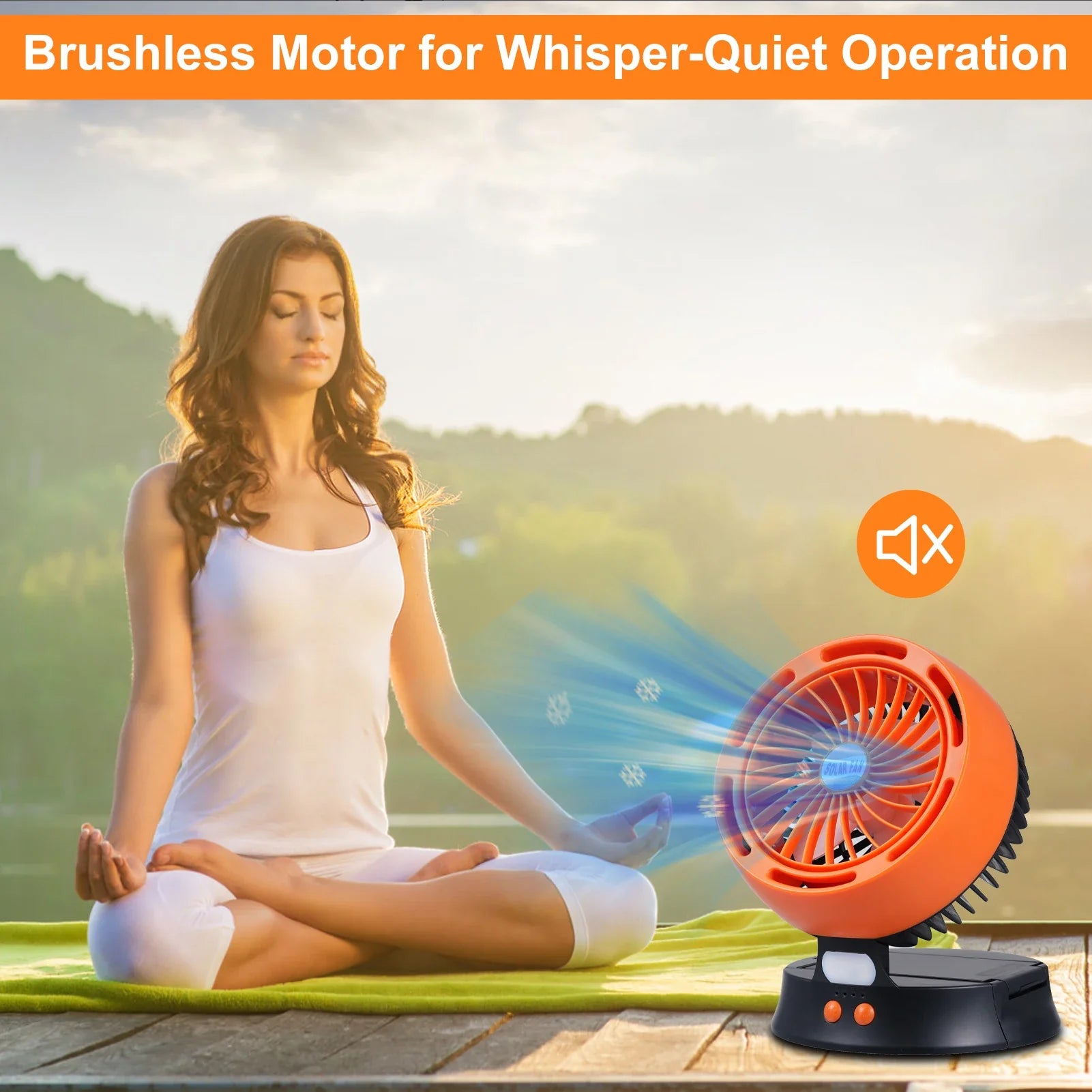 AirFlowMax Solar-Campingventilator | 4 Windstufen | LED-Beleuchtung & Powerbank | 10400mAh Akku
