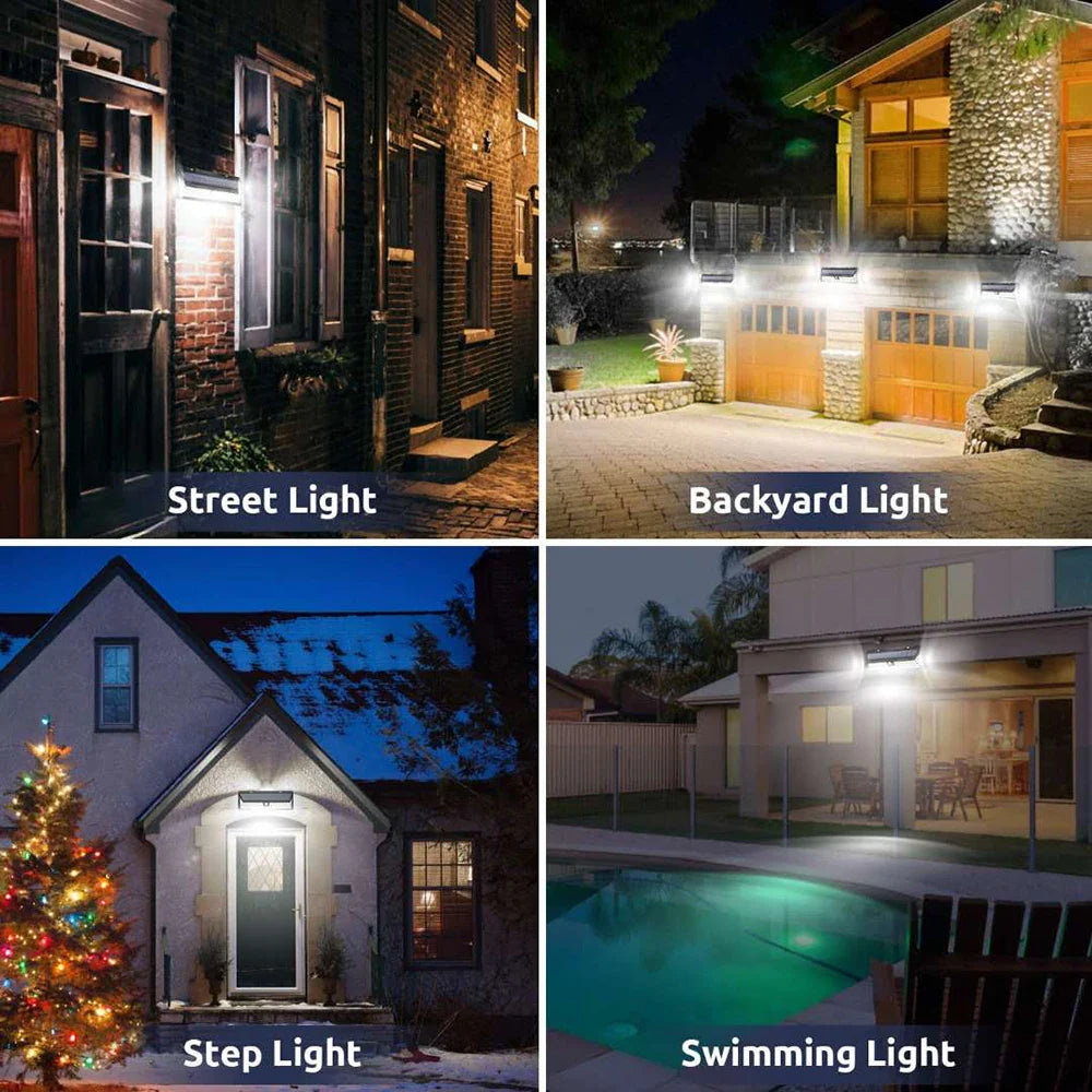 BrightShield 102 LED Solarleuchte | 3 Modi | Bewegungssensor | Wetterfest | Für Garten & Einfahrt