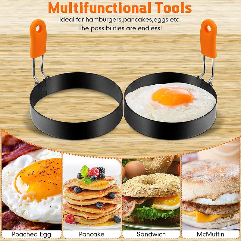 Formelio | Ei- & Pancakeform | Silikon, Edelstahlgriff, Antihaft | Frühstück & Grill