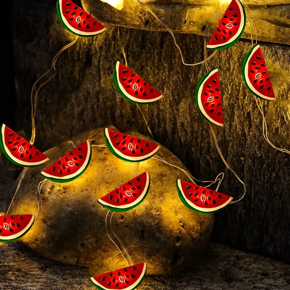 FruttiLight | LED-Lichterkette im Wassermelonen-Design | Batteriebetrieben, flexibel & bunt | Gartenpartys, Balkon & Sommerdeko