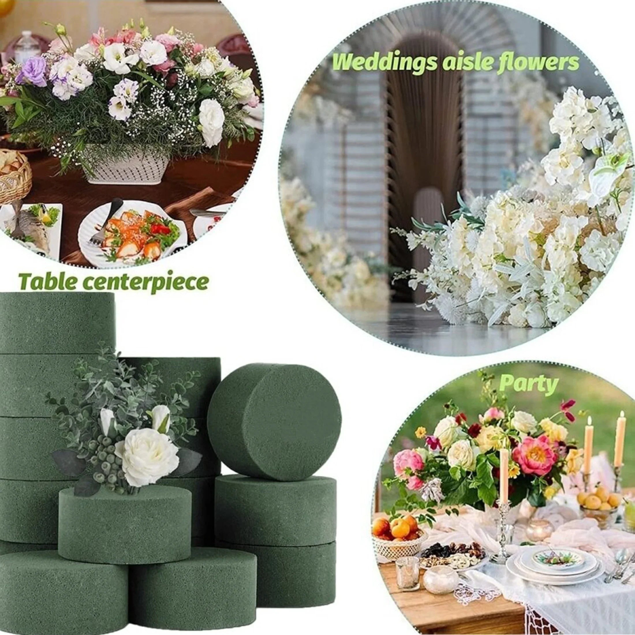 FloraFix | Steckschwamm-Set | Für Gestecke und Dekorationen | 10 Stück Rund