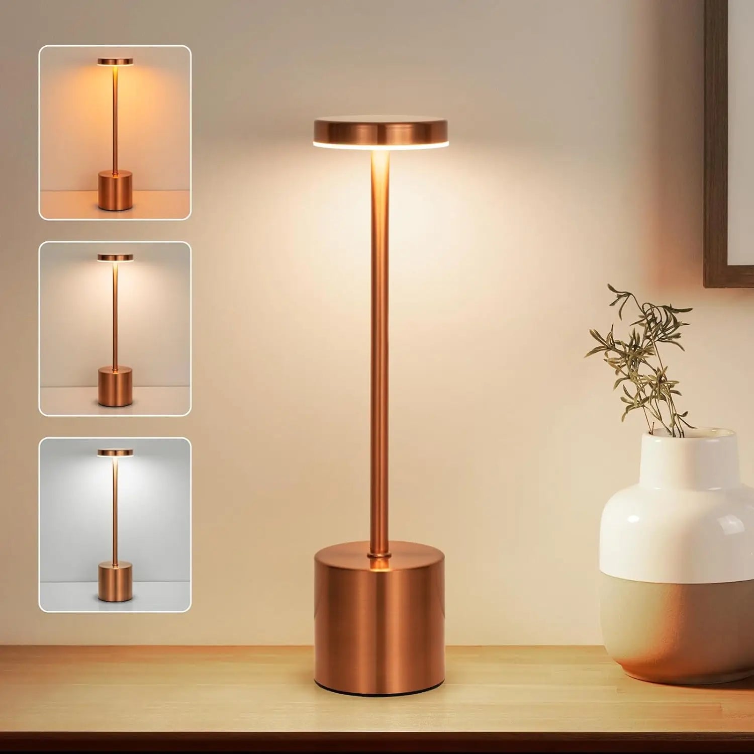 Valoria Touch Tischlampe | Kabellos & Dimmbar | Warmweiß LED | Aluminiumgehäuse
