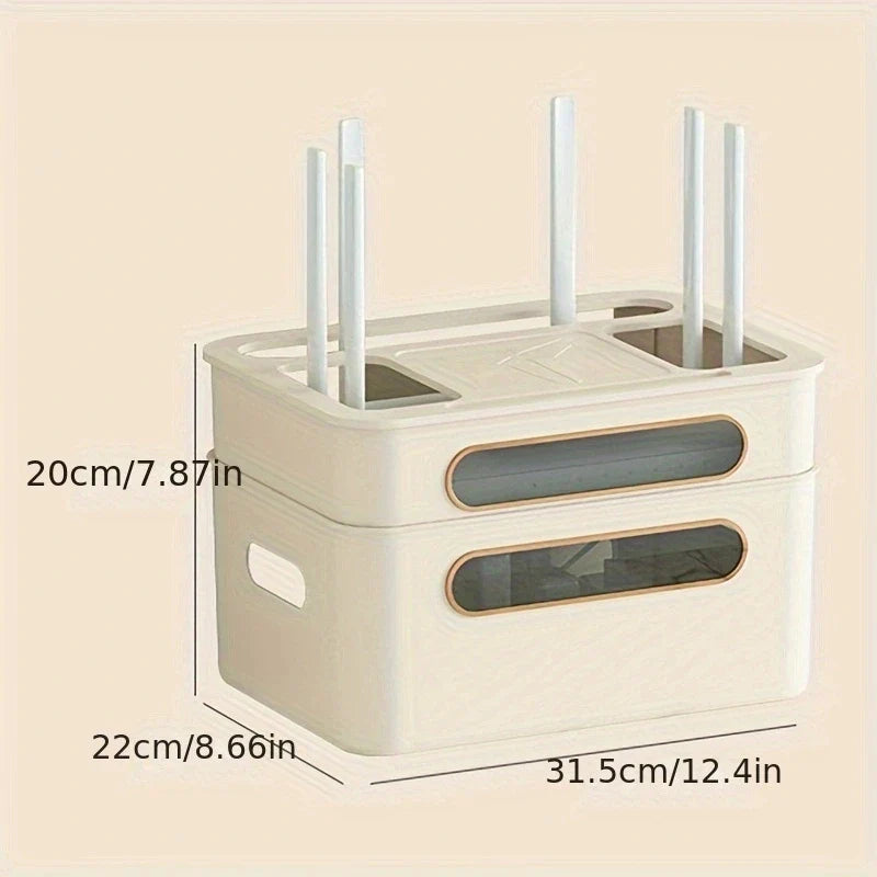 NetCove Box | Router & Kabel Organizer | Mehrstöckig Mit Signalfenster | Für Büro & Zuhause