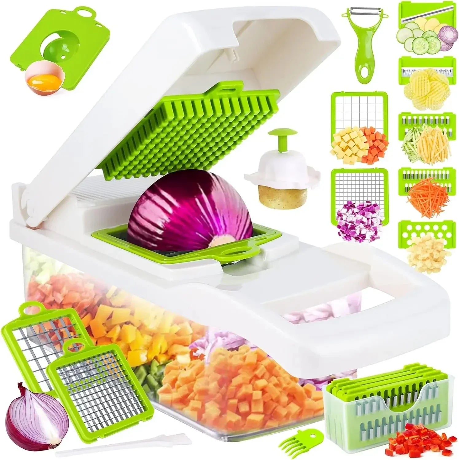 CookSmart | 12-in-1 Gemüseschneider | 7 Edelstahlklingen, rutschfest & BPA-frei | Schneiden, Würfeln, Raspeln & Hobeln für die Küche