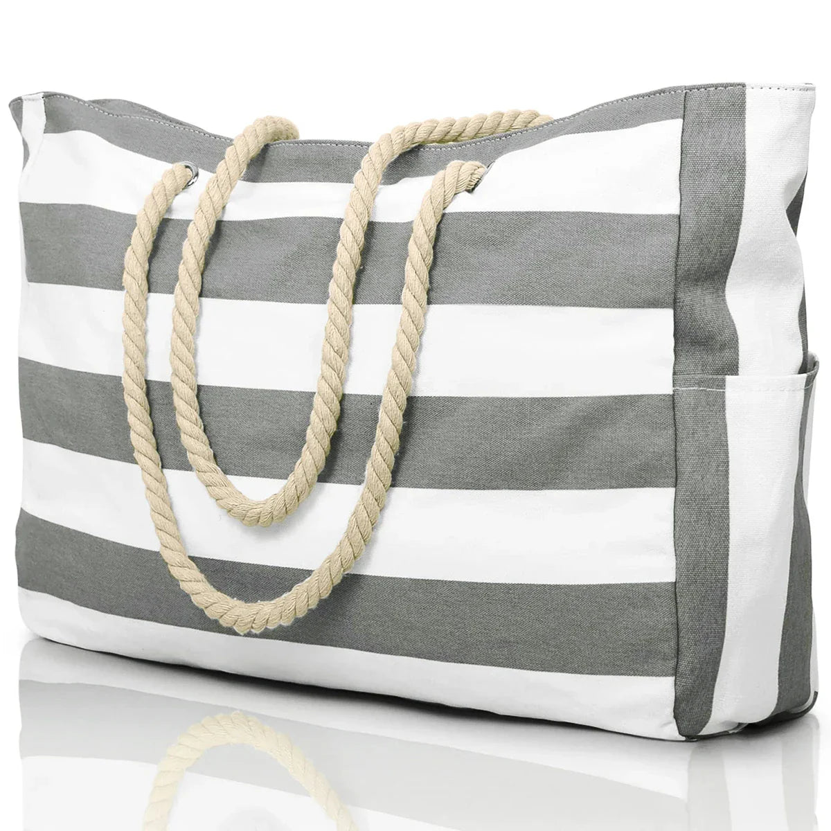 BeachVibe | Strandtasche | Wasser- & Sandabweisend | Leicht & Kompakt | Stylisch Gestreift