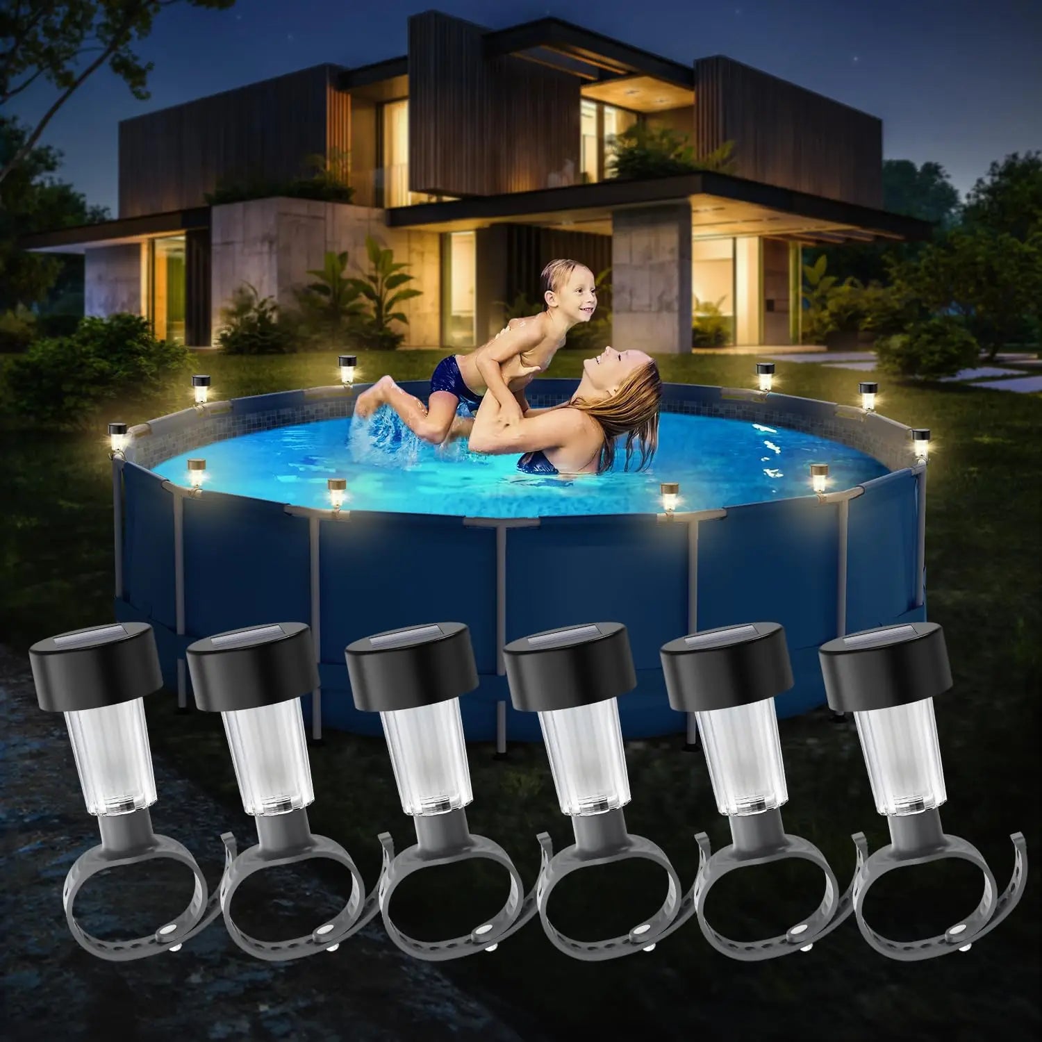LumiBreeze Poollicht | Solar LED | Warmweißes Licht | Für Garten & Poolumrandung