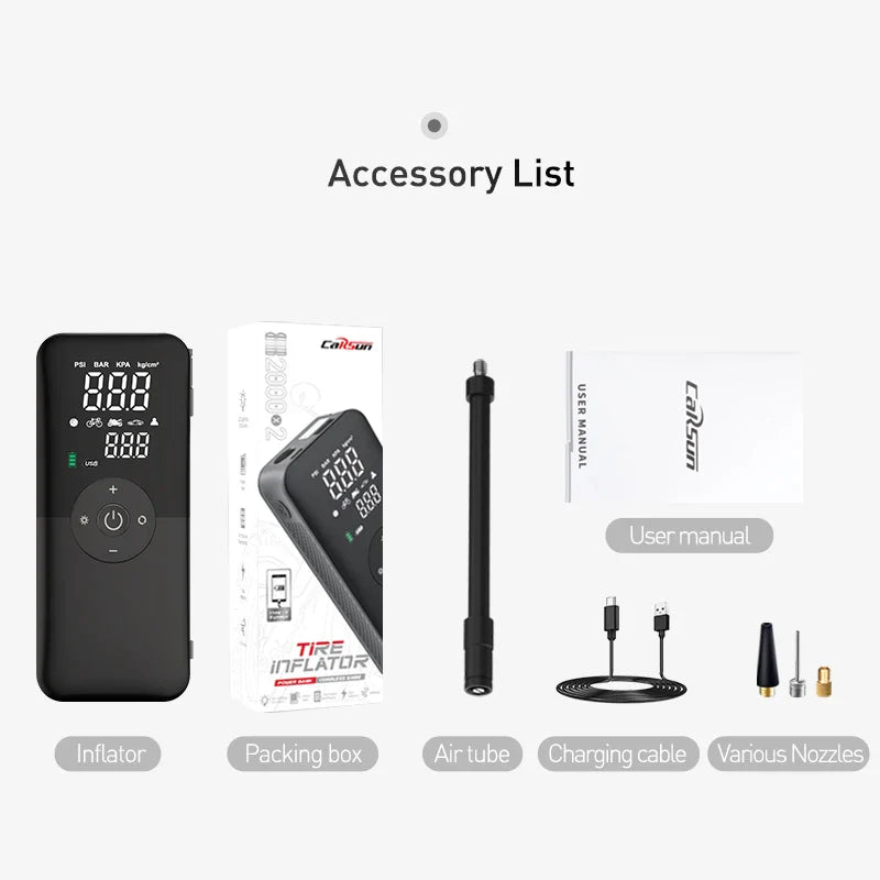 Pneumax GoAir | Digitaler Kabelloser Mini-Kompressor | Mit Powerbank & LED | Für Auto & Bike