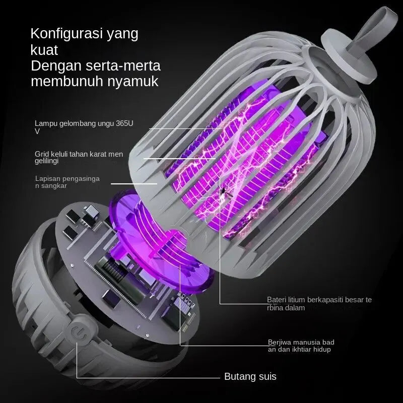 GlowCage Mückenfalle im Käfig-Design | UV-Licht & LED Nachtlampe | Für Schlafzimmer, Balkon & Camping | Tragbar & USB-aufladbar