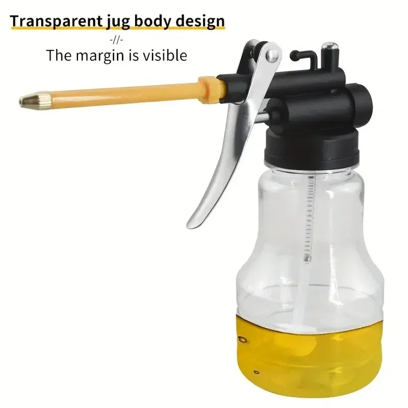 OilMaster FlexPump | Präzise Schmierung | 250 ml Transparent | Flexibler Auslauf & Hohe Druckleistung