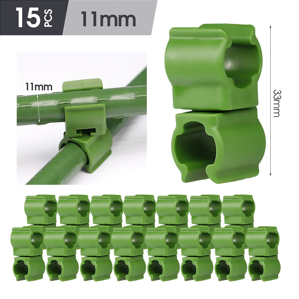 TrelliSnap Connect | 15er-Set Kreuzverbinder für Pflanzenstützen | Für .8–2.0 cm Stäbe | Verstellbare Klammern für Rankgitter & Pflanzengerüste
