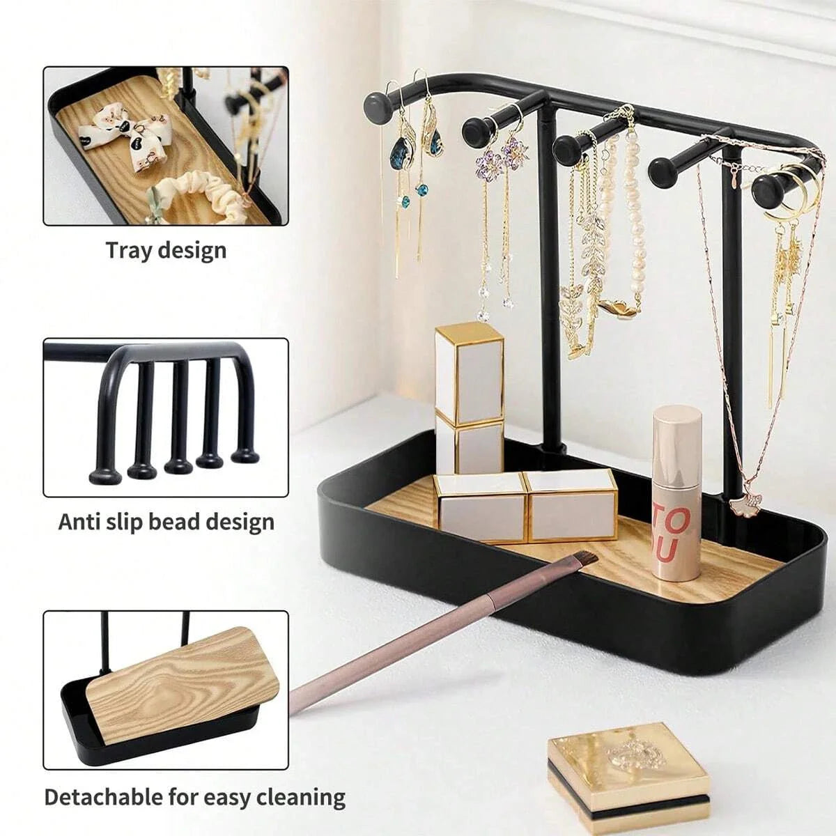 JewelNest | Schmuckhalter | Praktische Aufbewahrung & Elegantes Design | Holz und Kunststoff
